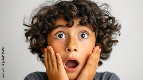Youthful Wonder: 10-Year-Old's Astonished Facial Expression