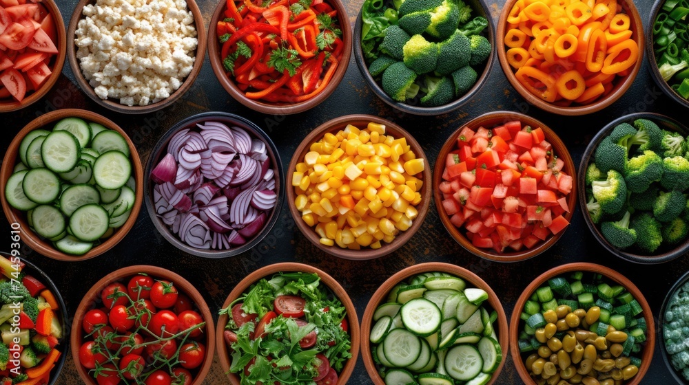 Top view of nutritious spread of fresh fruits and vegetables, freshness of the produce, Perfect for health and wellness, vegetarian and vegan, healthy eating, organic produce and meal preparation Top view of nutritious spread of fresh fruits and vegetables, freshness of the produce, Perfect for health and wellness, vegetarian and vegan, healthy eating, organic produce and meal preparation
