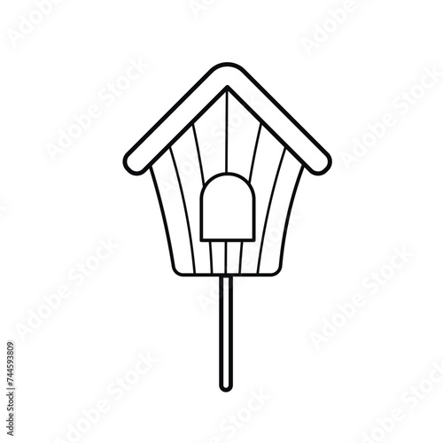 Birdhouse icon. Vector outline drawing.  