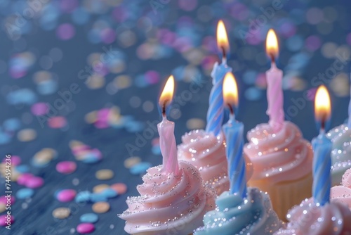 Sparkling candles create a magical celebration with glittering light on a happy birthday.