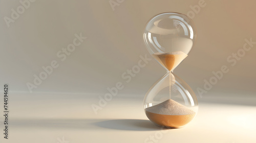 Hourglass with sand, 3d rendering. Computer digital drawing.