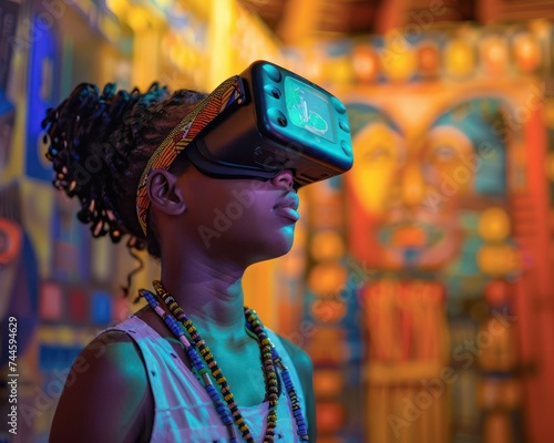 Create a virtual reality world where kids can explore African culture and history through hologram technology photo