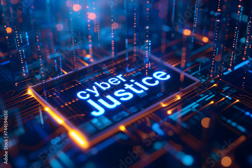 Word cyber justice for cyber law concept