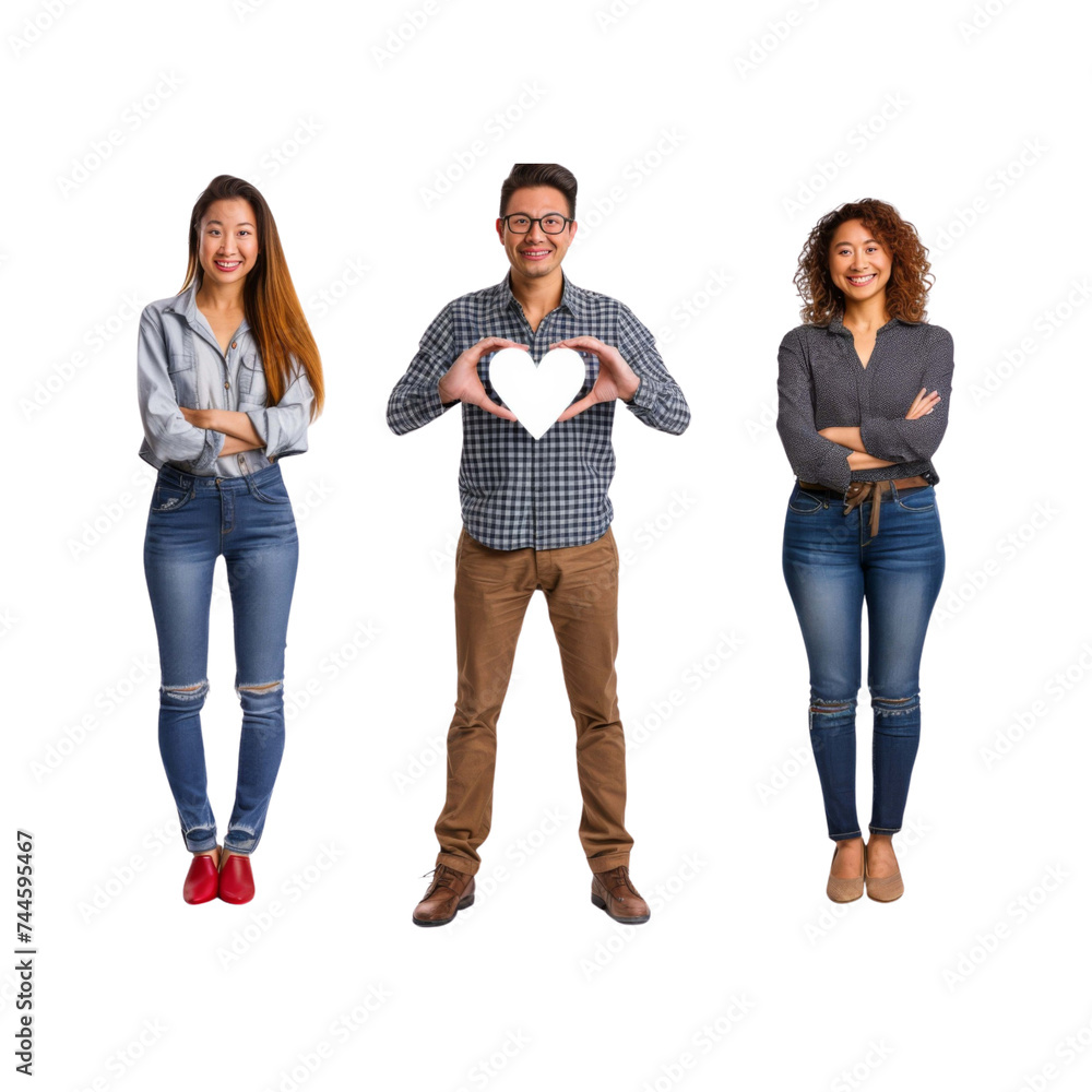 Obraz premium Businessman_woman_man_making_a_heart