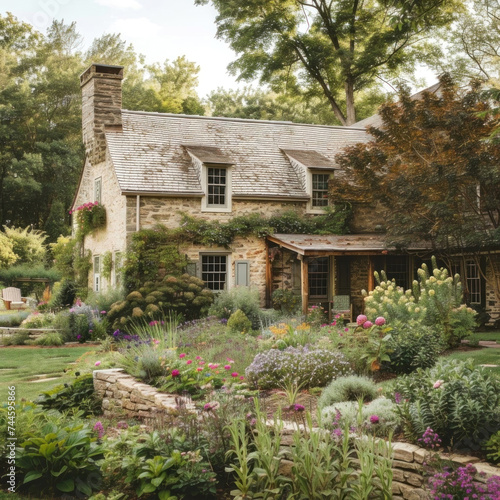 Discover the charm of a rustic stone cottage! Nestled amidst lush gardens