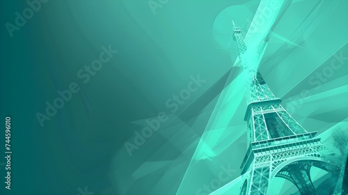 Turquoise Eiffel Tower Abstract Geometric Wallpaper Background