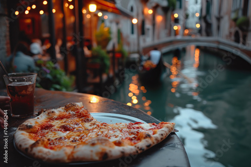 Taste of Tradition: Neapolitan Pizza Enjoyment in Venice's Serene Ambiance © Andrii 