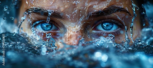 Captivating pools of liquid glisten within a person's eyes, reflecting the depth of emotions hidden beneath the surface