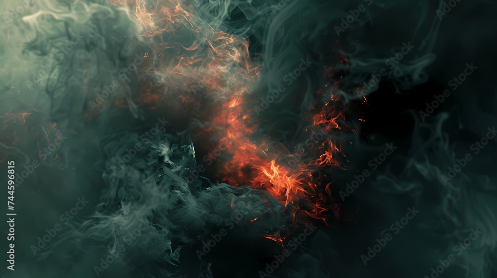 Fototapeta premium Abstract Fiery Glow Amidst Billowing Smoke