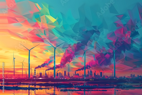 Sustainable Energy. Conceptual Illustration, Generative AI photo