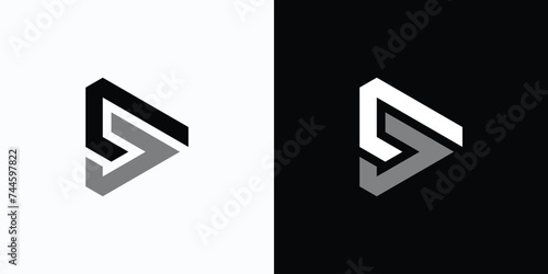 Letter S initial vector logo design in abstract triangle shape with transparent effect.