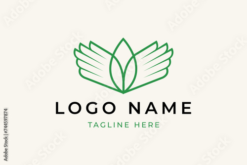 hand wing leaf logo designs