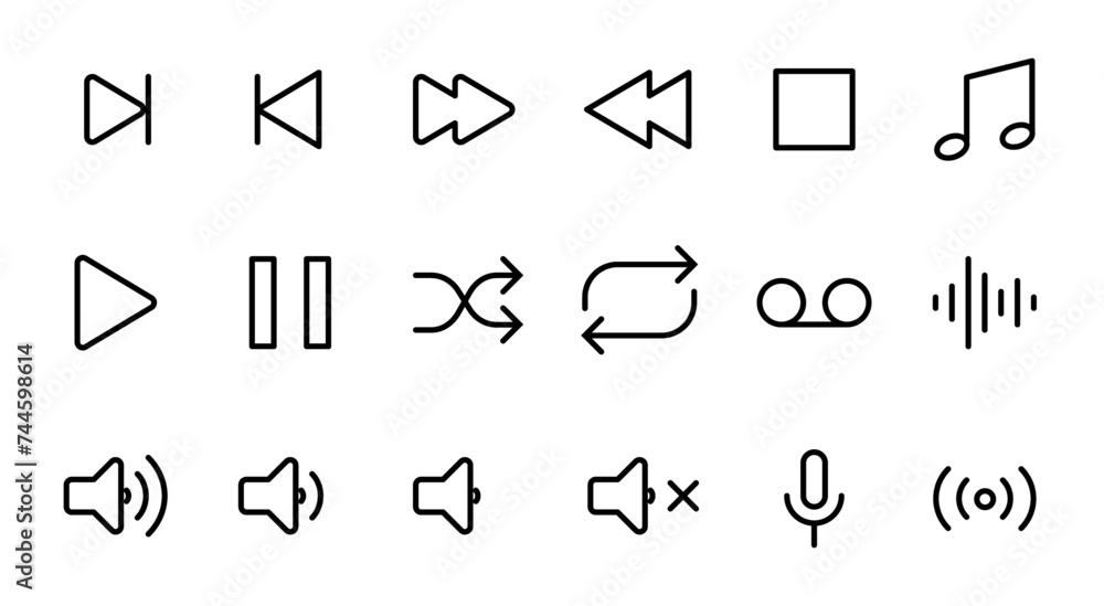 Music and sound icon set. Music sign symbol. vector illustration Music and sound icon set. Music sign symbol. vector illustration