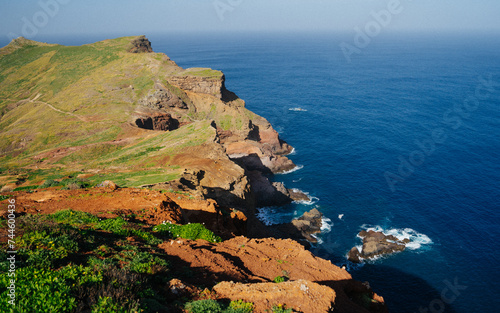 Rocky coastline of the Ponta de São Lourenço (tip of St Lawrence) at the easternmost point of Madeira island (Portugal) in the Atlantic Ocean photo