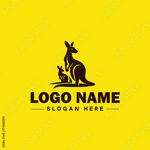 Kangaroo logo and icon symbol clean flat modern minimalist logo design editable vector