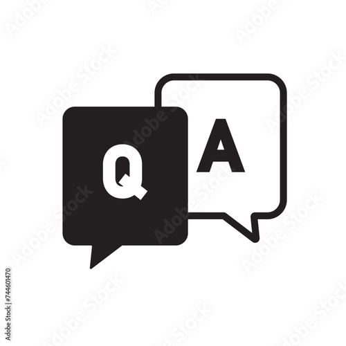 Faq help flat design icon. Query frequently question speech vector information symbol