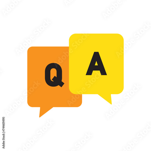 Faq help flat design icon. Query frequently question speech vector information symbol