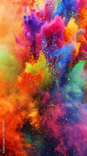 Colorful holi powder blowing up