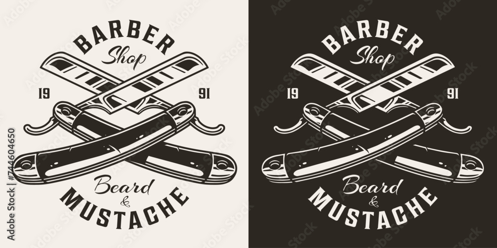 Fototapeta premium Barber shop monochrome vintage poster