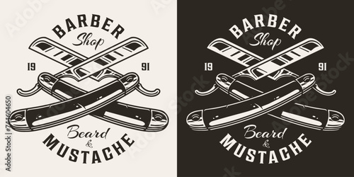 Barber shop monochrome vintage poster