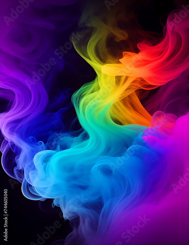 Abstract paint of rainbow coloured smoke background