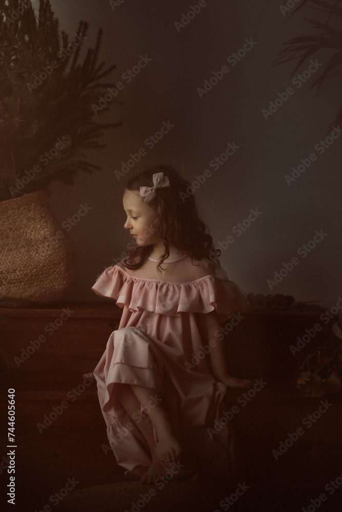 ritratto di bambina in stile quadro pittorico caravaggesco 