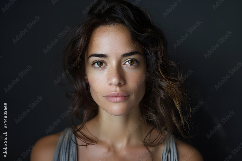 Portrait of a beautiful woman on a dark background. Studio shot. Portrait of a beautiful woman on a dark background. Studio shot.