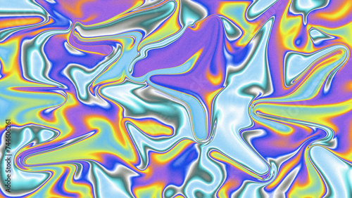 Holographic Y2K Background in lilac, blue, gray and yellow colors.