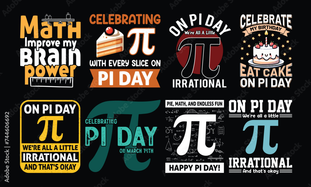 Pi Day T-shirt Design Bundle. Pi tee shirt. Math tee shirt design. Pi day Vector Graphics
