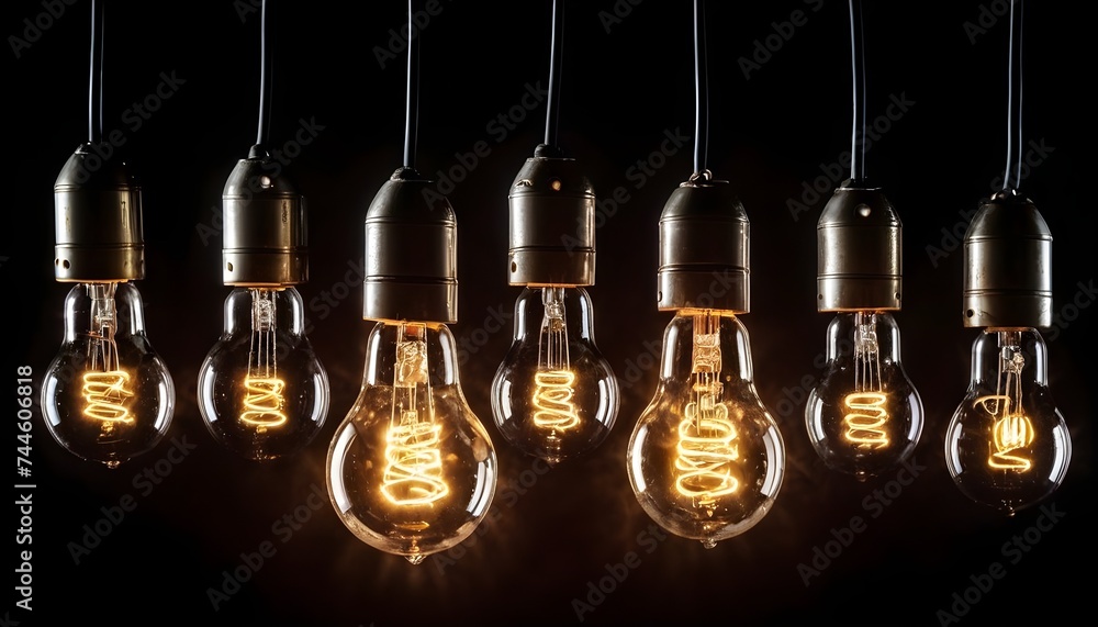 Obraz premium Vintage pendant lightbulbs in dark background