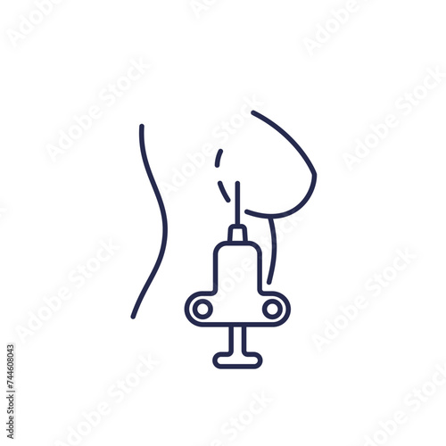 Biopsy of breast tissue line icon