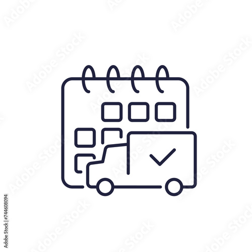 delivery schedule line icon with a truck