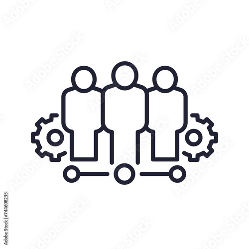 team management line icon with people © nexusby