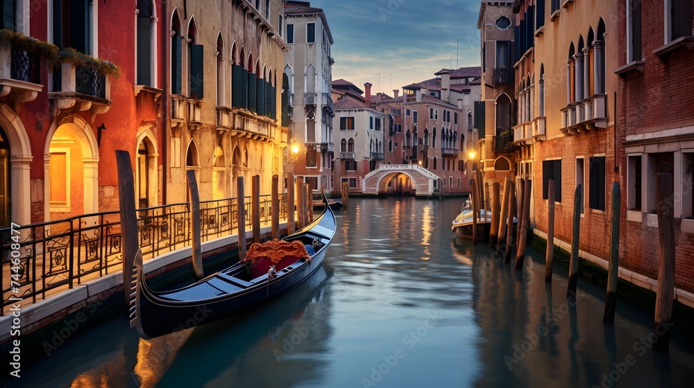 Venice, Italy. Panoramic view of the Grand Canal at sunset.