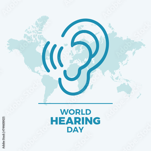 World Hearing Day poster vector illustration. Human ear simple icon vector. Template for background, banner, card. March 3 every year. Important day