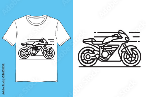 motorcycle line art vector illustration biker t shirt design