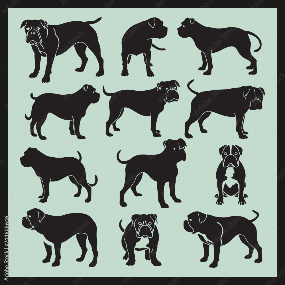 American Bulldogs Silhouettes set, set of silhouettes