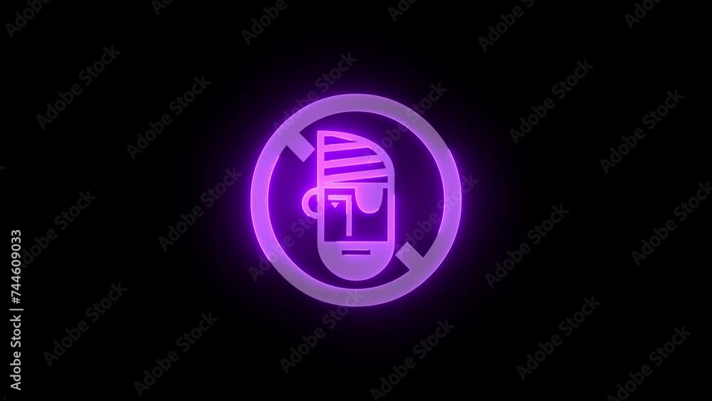 Copy protection icon glowing neon purple color animation black background Copy protection icon glowing neon purple color animation black background