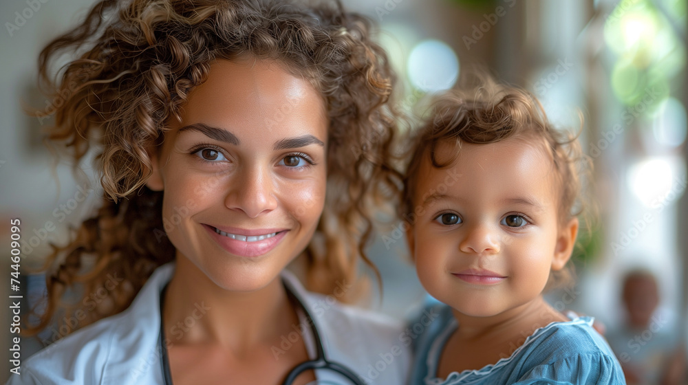 Doctor : Happy infant kid assessment in clinic; hospital and medical analysis. An image featuring a doctor and child; along with a doctor and baby. Doctor : Happy infant kid assessment in clinic; hospital and medical analysis. An image featuring a doctor and child; along with a doctor and baby.