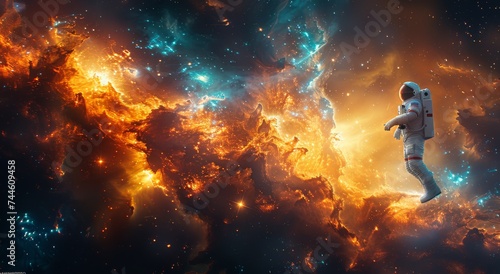 A vibrant burst of cosmic hues radiates from a breathtaking nebula, a captivating glimpse into the vast beauty of nature in the depths of outer space