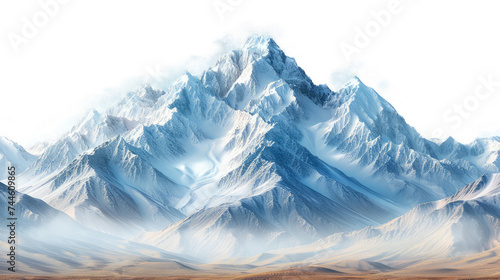 mountain peaks with snow isolated on transparent background, element remove background, element for design