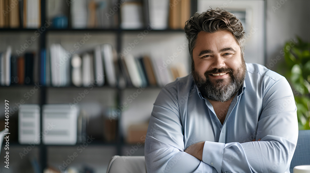Shot of plus size businessman in modern office environment Shot of plus size businessman in modern office environment