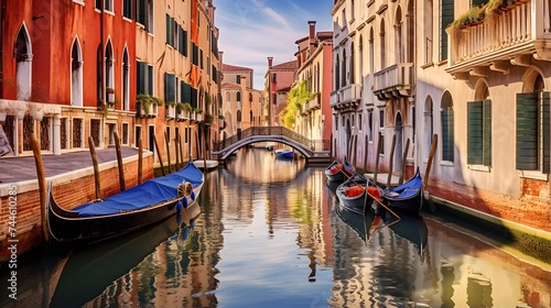 Canal in Venice, Italy. Panoramic view of the city. © I