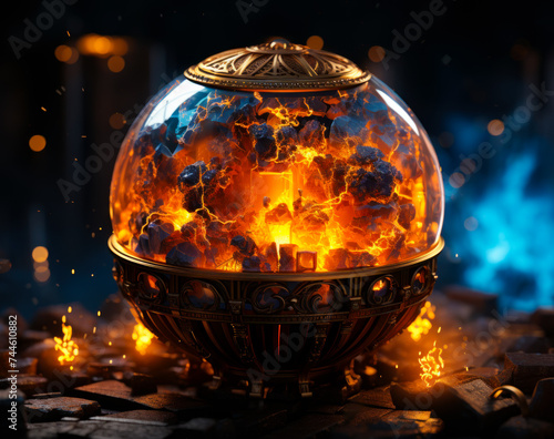 The crystal ball contains the fire inside