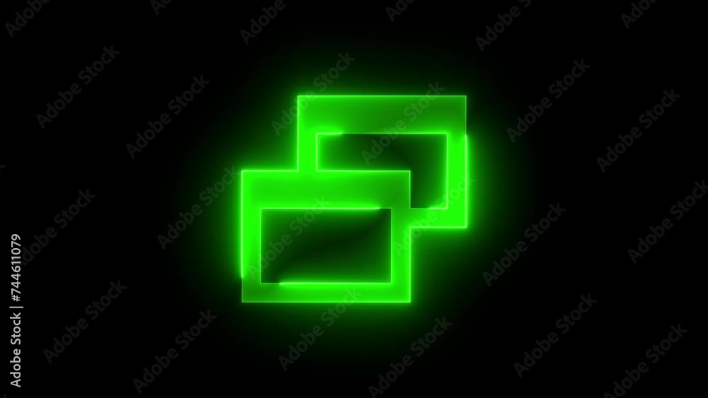 Window computing file icon glowing neon green color animation black background, glowing sign Window computing file icon glowing neon green color animation black background, glowing sign