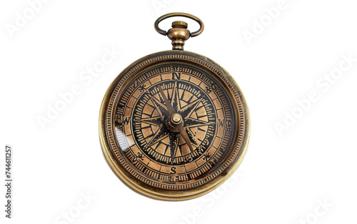 Exploring with the Brass Compass On Transparent Background.