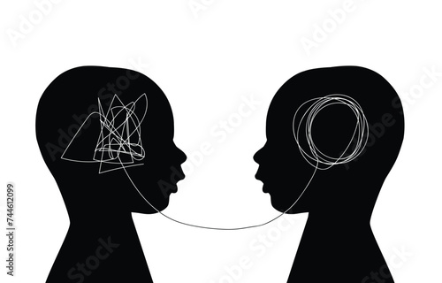 Two children head psycho therapy concept