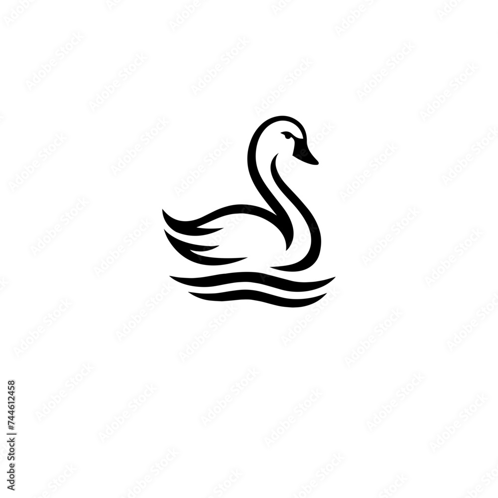 Simple Swan Logo Silhouette Vector Design on White Background Simple Swan Logo Silhouette Vector Design on White Background
