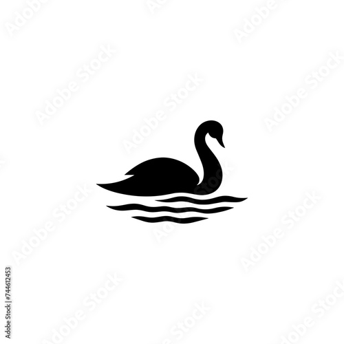 Simple Swan Logo Silhouette Vector Design on White Background