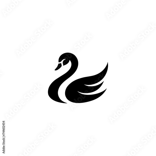 Fototapeta Naklejka Na Ścianę i Meble -  Simple Swan Logo Silhouette Vector Design on White Background